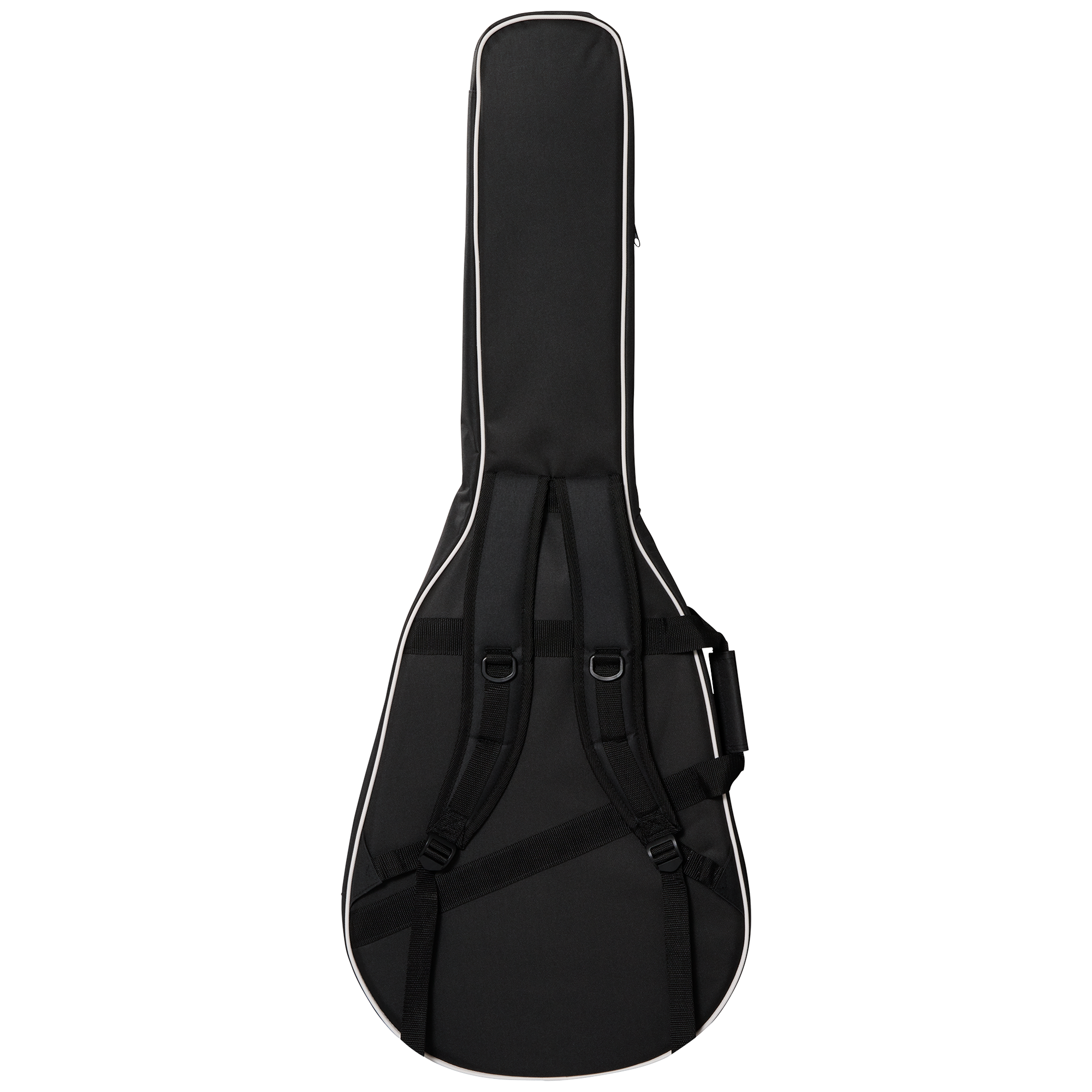 Gitarrentasche, Schwarz, Tragegurte, Reißverschluss, Weiße Paspel